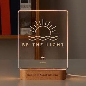 Personalized Name LED Night Light-Cross-THE LIGHT-Bible Verse-Custom-Christian-Easter-Christmas-Baptism-Christmas Gift for him her-CNL018