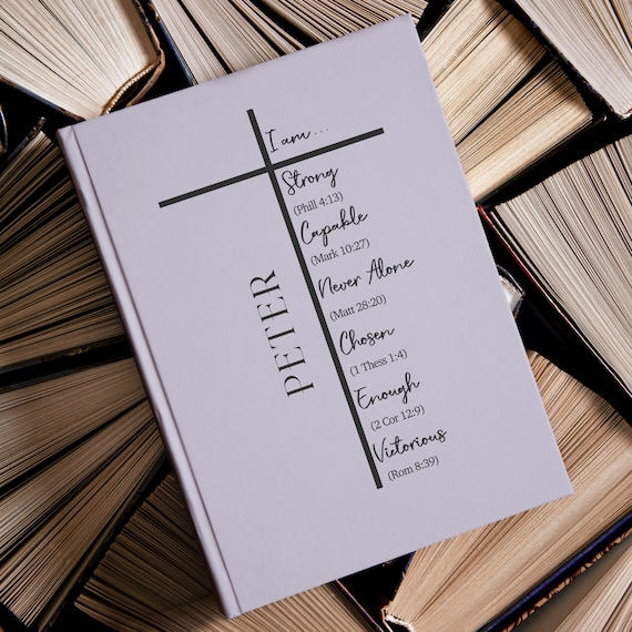 Personalized Name Journal Notebook Cross-Bibleverse-Custom Unique Religious Gift Idea for Baptism-Christian Christmas Easter Birthday-PCJ007