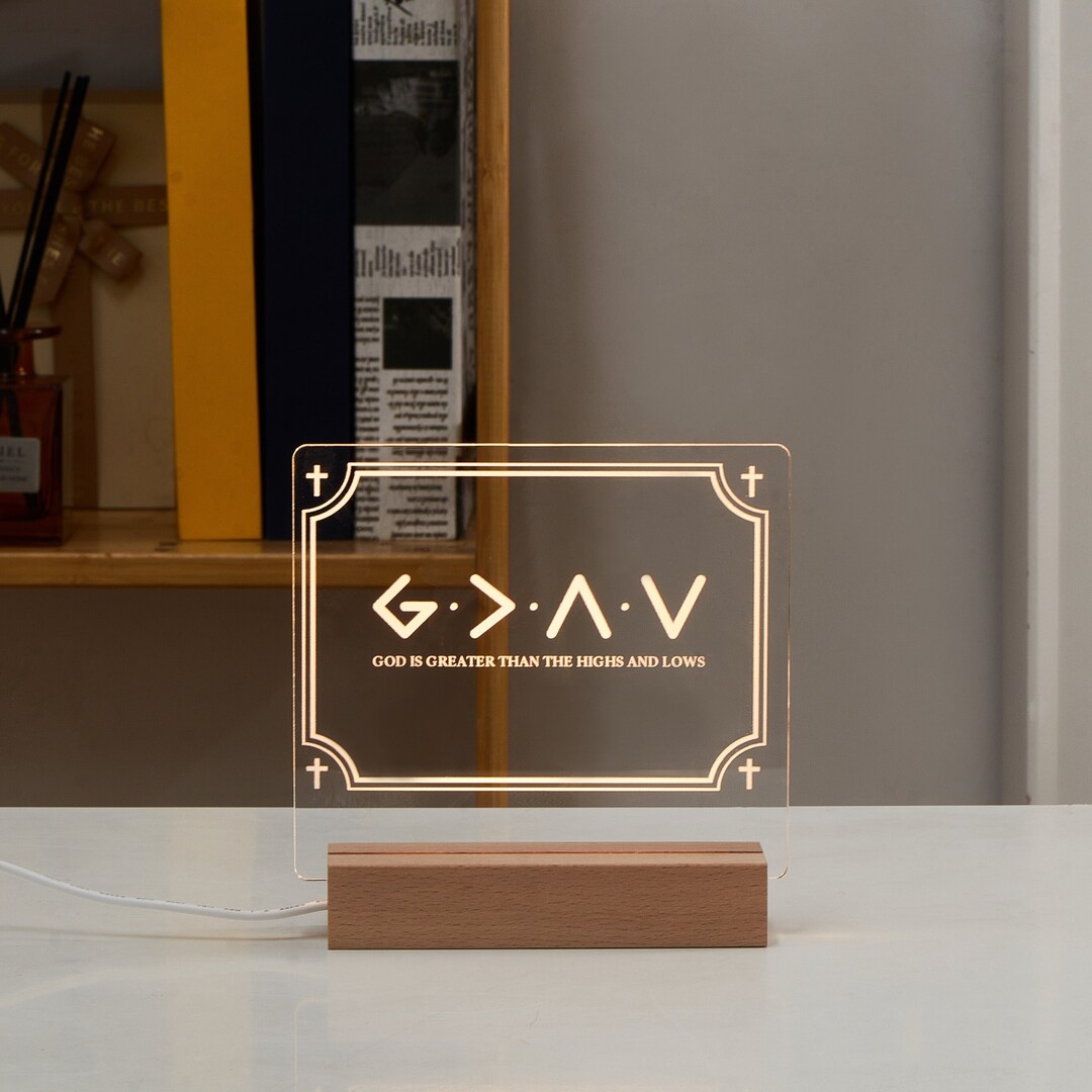 Personalized Bibleverse LED Night Light-god is Greater-custom LED Light ...