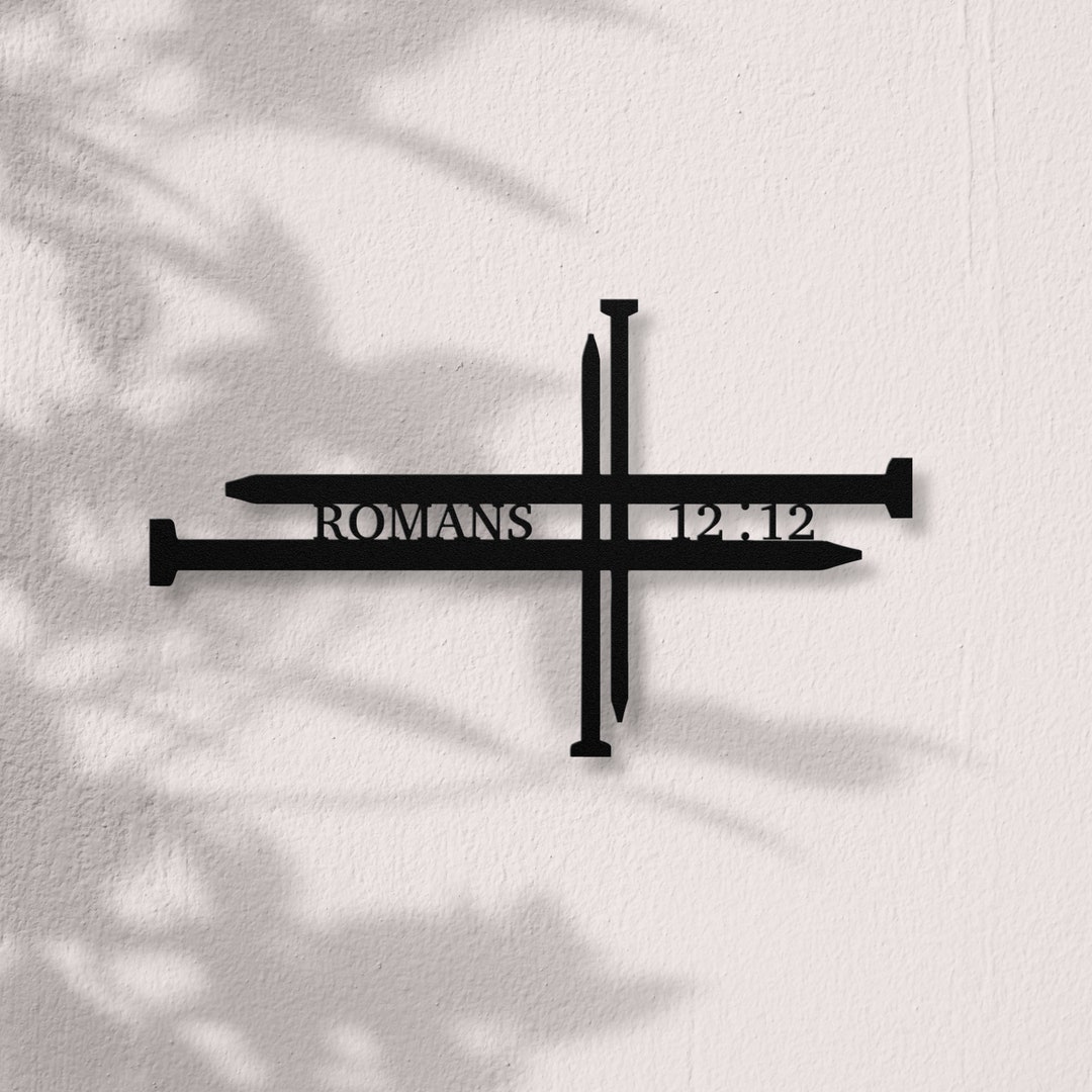 Custom Bible Verse Metal Art Nail Cross Personalized Family Name Metal ...