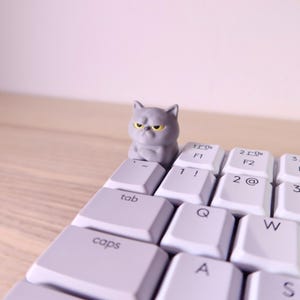 Grumpy Cat-tangentbord, 3D-utskriven figur-tangentbord, grå katt med stämningsfullt uttryck
