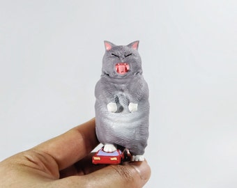 Fat Cat #2 - Cat Figurine.Handmade Cat Ornament.Cat Gifts.