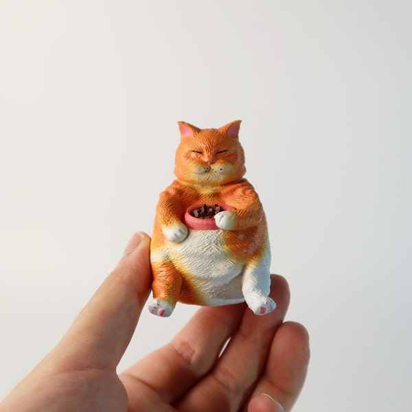 Fat Cat #1  - Cat Figurine.Handmade Cat Ornament.Cat Gifts.