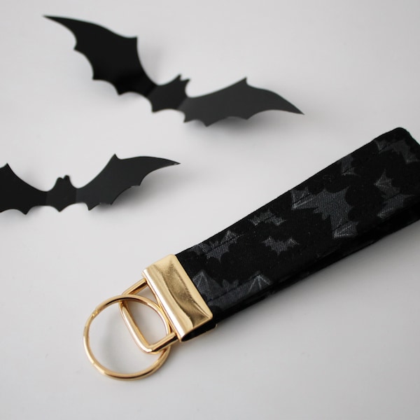 Schlüsselanhänger | Schlüsselband aus Stoff I Keyfob fabric "Fledermaus" schwarz