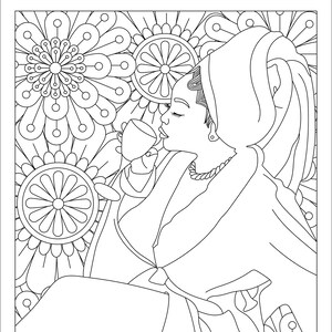 Mulheres em luxo e autocuidado | Conjunto de 10 páginas para colorir | Download instantâneo