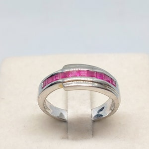 Natural Ruby Ring: Princess Cut, 925 Sterling Silver Band