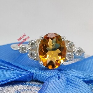 Genuine Citrine Ring ,925 Sterling Silver, Natural Yellow Gemstone ,November birthstone, Minimalist Ring, Anniversary ring , gift For Own