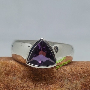 Anel masculino de ametista natural, anel de prata esterlina 925, anel com pedra preciosa, anel masculino de prata com pedra do mês de fevereiro, aliança de casamento, presente para bainha.