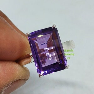 Handmade Minimalist Amethyst Ring: 925 Sterling Silver, February Birthstone