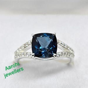 London Blue Topaz Ring: 925 Sterling Silver, Minimalist Anniversary Ring
