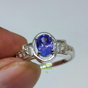 Natural Tanzanite Sterling Silver Ring: Minimalist Engagement Ring