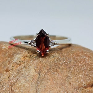Dainty Garnet Ring, Sterling Silver Solitaire  Ring, Natural Gemstone Ring, engagement ring, Proposal Ring, , Gift Ring.