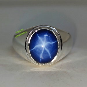 Blue Sapphire Men's Ring, 925sterling Silver, Wedding Ring, Sapphire ...