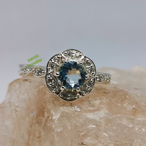 Vintage Aquamarine Ring: Sterling Silver March Birthstone Anniversary Ring