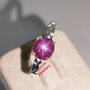 Echter Stern Rubin Ring, Juli Birthstone Ring, Stern Rubin Ring, Stapelbarer Ring, AAA Stern Rubin Ring, Verlobungsring, 925 Sterling Silber.