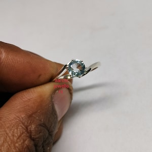 Natural  Aquamarine Ring, March birthstone Ring, Engagement Ring, 925 Sterling Silver, Stacking Ring, Minimalist Ring, Women Gift her