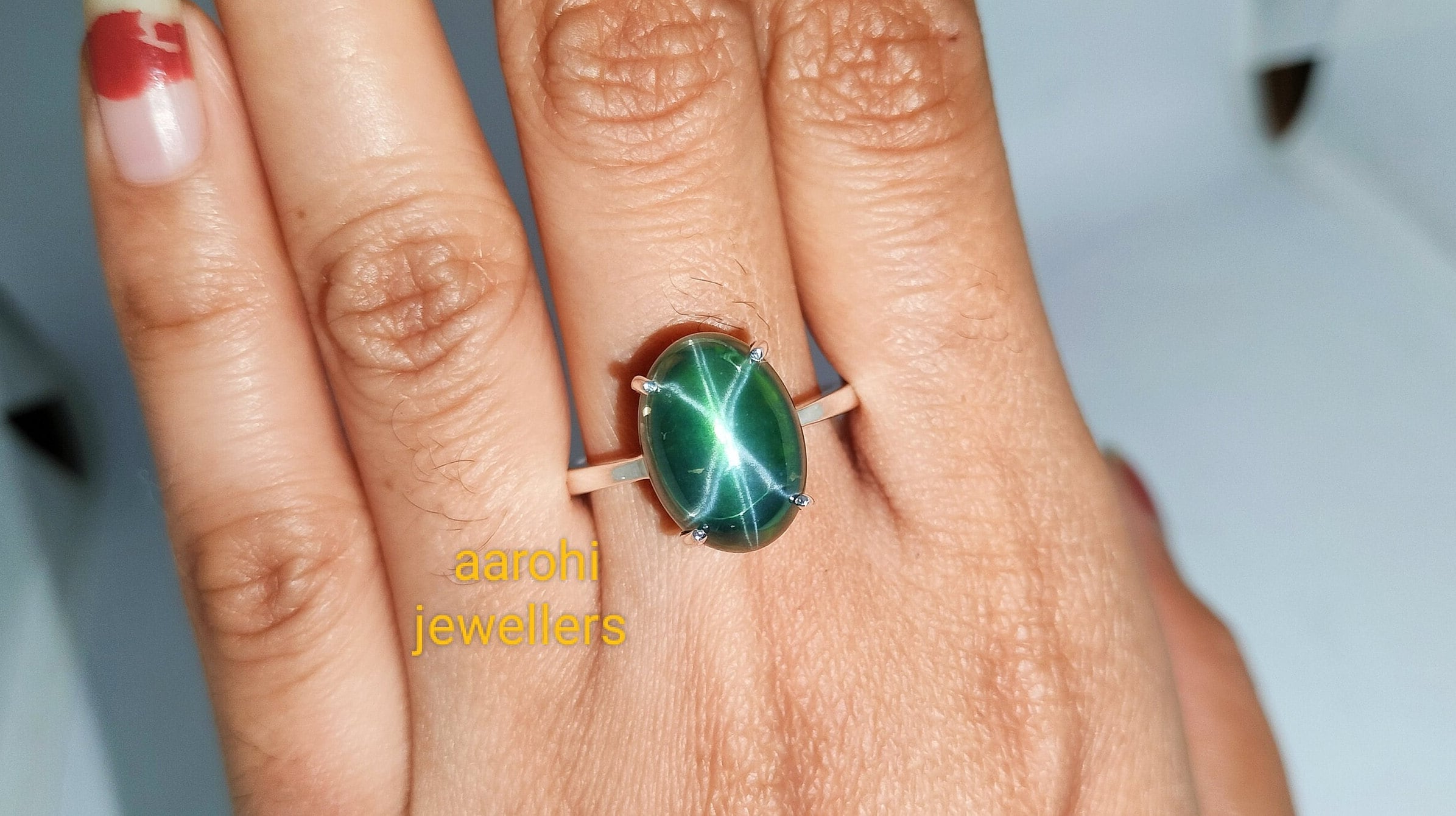 Green star sapphire ring deals