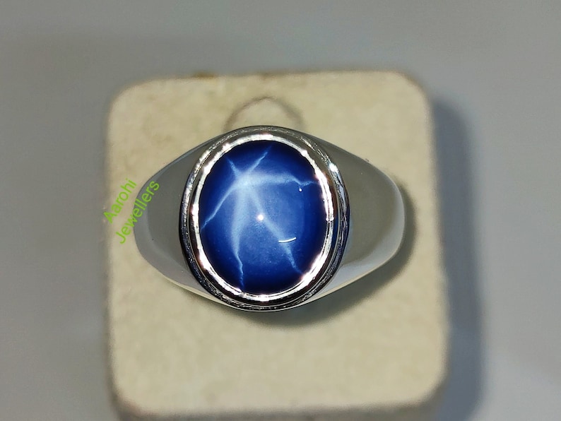 Blue Sapphire Men's Ring 925sterling Silver Wedding - Etsy