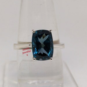 London Blue Topaz Ring: 5.90CT Sterling Silver Minimalist Gemstone