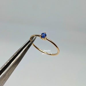 Natural  Blue Sapphire Ring, Dainty Gold Ring, Stacking Ring, 14K Gold Ring, Gold Sapphire Ring, Promise Ring, Birthday Ring, Women Gift