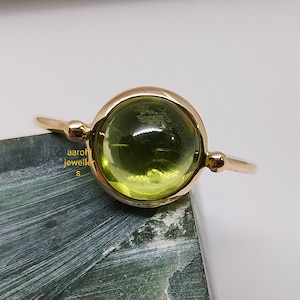 Natural Green Peridot Ring, 14k Yellow Gold Ring, Minimalist Ring, Gold Peridot ring ,August birthstone ring, Anniversary Ring, Gift For her