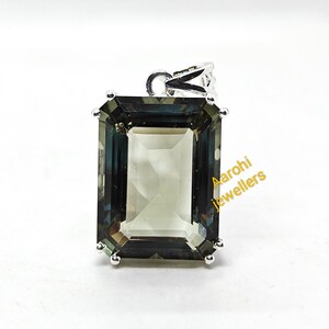 20.40 Carat Green Amethyst Pendant, Natural Green Amethyst ,925 Sterling Silver, Vintage Amethyst Pendant, Birthstone Pendant, Gift for Her