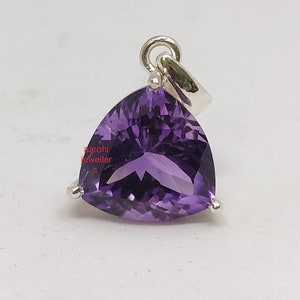Handmade Minimalist Amethyst Pendant: 925 Sterling Silver, February Birthstone