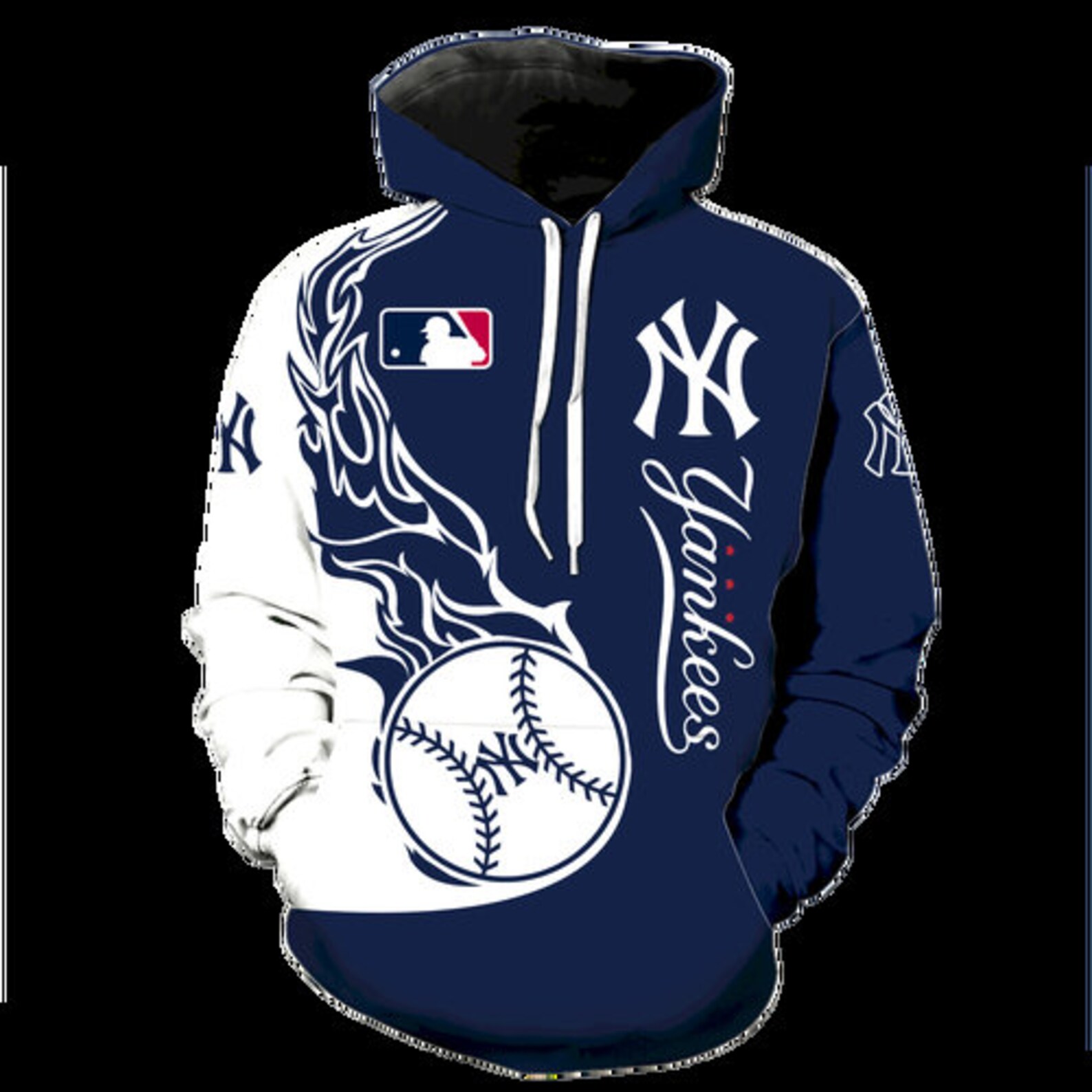 New York Yankees Hoodie MLB New York Yankees Zip Hoodie 3D | Etsy