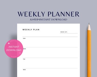Weekly Planner | A5 Undated Printable Insert | Simple 2 Page Schedule ...