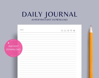 Buy A5, Daily Journal Printable | Lined Daily Diary Template | Undated ...