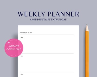 Weekly planner | A5 undated printable insert | 2 page simple schedule sheet| WO2P Layout template | Blank diary paper PDF | Digital download
