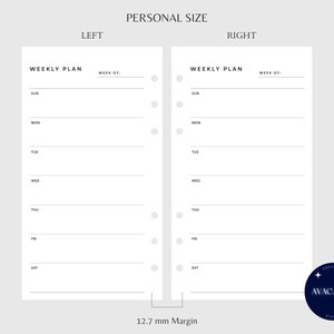 Weekly Planner | Personal Size Printable Insert PDF | Undated Schedule ...