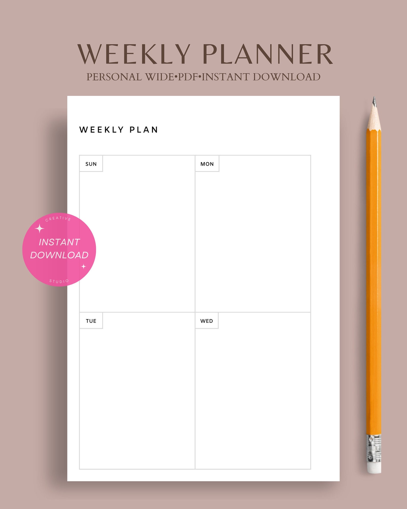 Weekly Planner | Personal Wide Insert | Undated WO2P | 2 Pages Week at ...