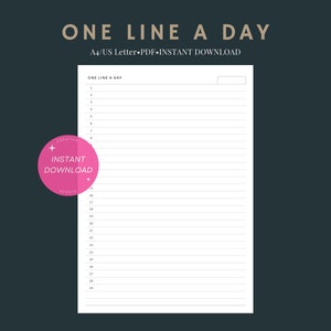One line a day | A4&US Letter undated printable inserts | Simple style planner worksheet | Daily Journal pdf | Digital download