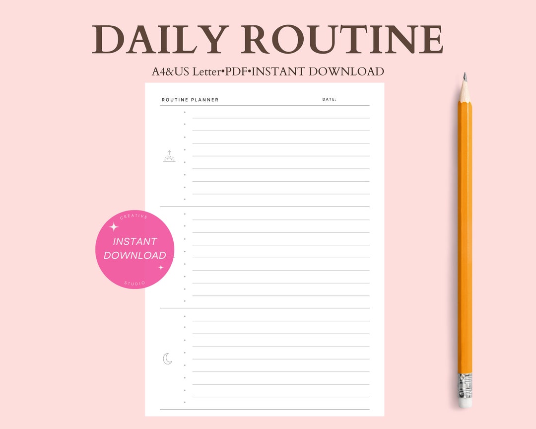 Daily Routine Planner | A4&US Letter Undated Printable Insert | Habit ...