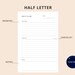 Daily Planner | Half Letter Printable Insert | Simple Layout Template ...