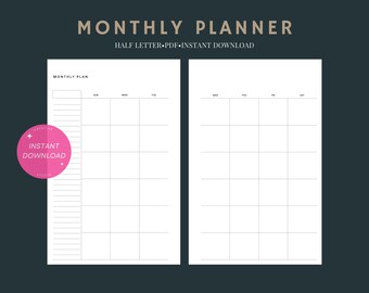 Daily Planner | Half Letter Printable Insert | Simple Layout Template ...