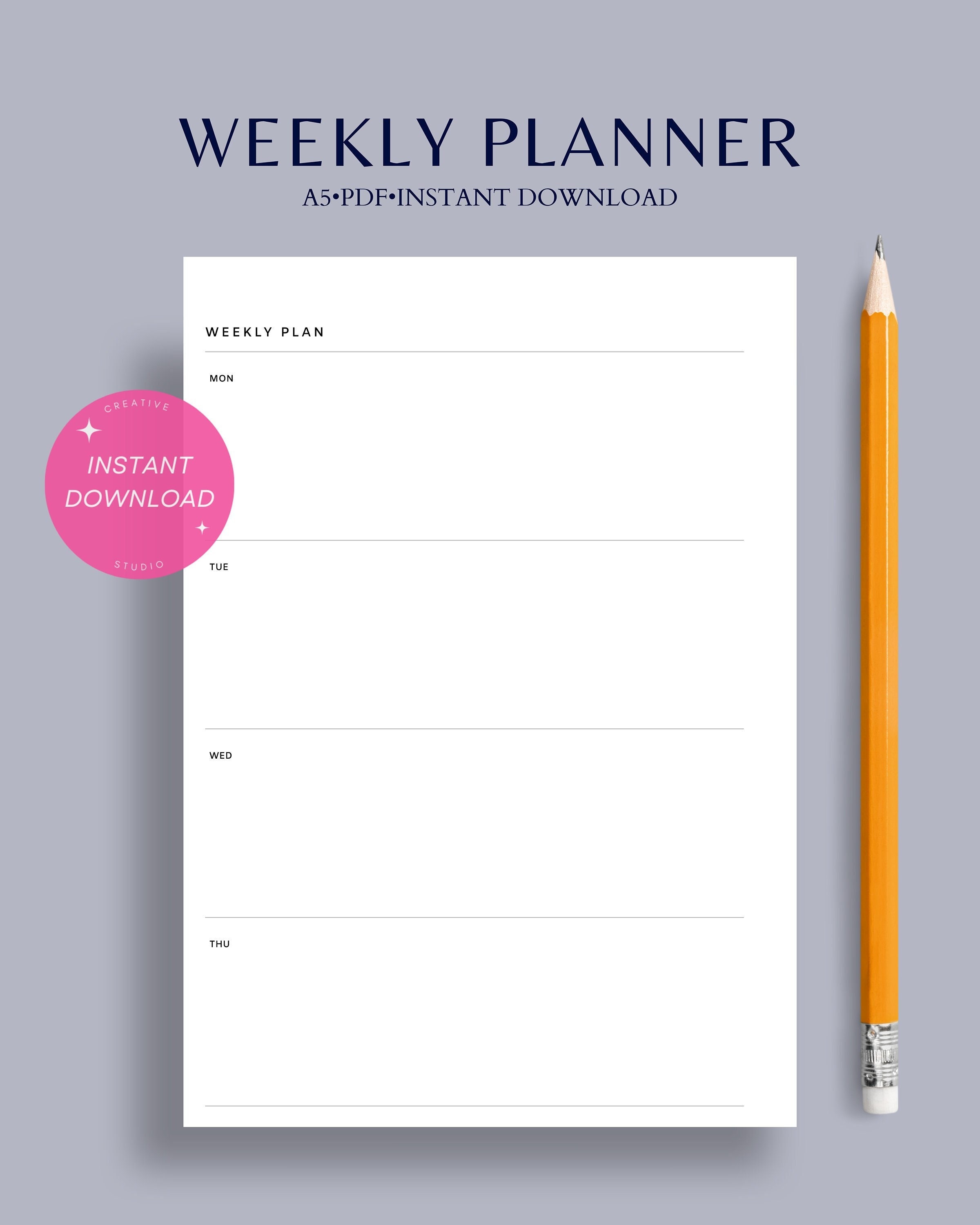 Weekly Planner A5 Undated Printable Insert 2 Page Simple Schedule Sheet ...