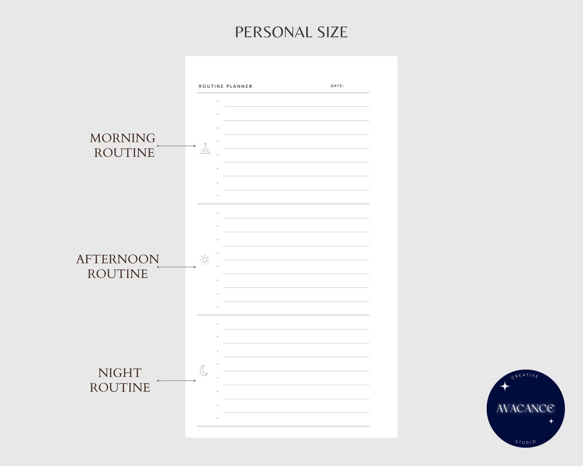 Layout For Daily Routine Daily Routine Planner Personal 2 Page Undated Printable Insert Habit ...