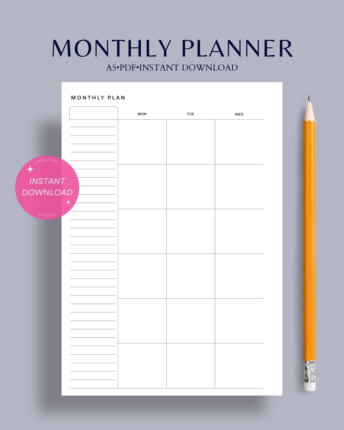 Monthly Planner A5 Undated Printable Insert Simple Schedule Template ...
