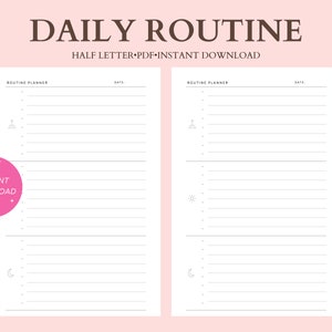 Daily Routine Half Term Daily Routine Planner | Half Letter Undated Printable Insert | Habit ...