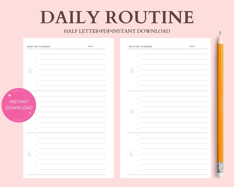 Daily Routine Half Term Daily Routine Planner | Half Letter Undated Printable Insert | Habit ...