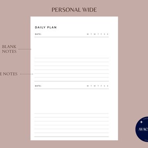 Daily Planner | Personal Wide Printable Insert| 2 Days on One Page ...