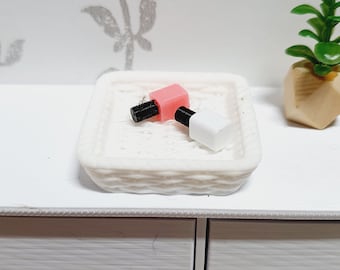 Dolls House Modern Rattan Tray, Choice of colours, 12th scale, miniature tray