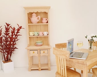 Dolls House Wooden Farmhouse Dresser, Miniature Furniture, Dollhouse Accessories, Tiny Furniture, Rustic Decor (DR2)