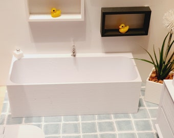 Dolls House Modern  Bath with chrome tap, Choice of colours 1:12th Scale, Miniature bath (BATH1)