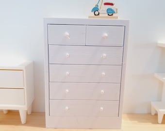 Dolls House Modern Chest of Drawers 1:12th Scale, Miniature Drawers, Choice of Colours (BRCH1)