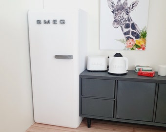 Dolls House Modern Kitchen SMEG Fridge, Choice of Colours,  1:12th Scale, Miniature fridge (K-FR-8)