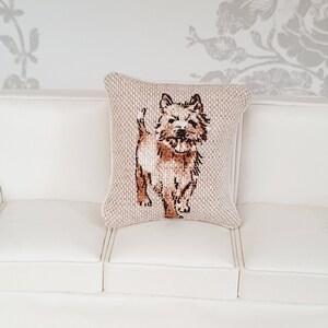 Dolls house 1x Dog cushion, Choice of Dog, 12th scale cushions, miniature cushion image 3