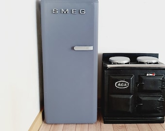 Dolls House Modern Kitchen Grey SMEG Fridge,  1:12th Scale